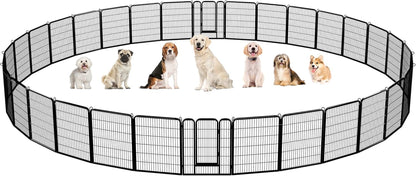Dog Playpen Outdoor, 24 Inch 16 Panels Dog Pen Indoor Heavy Duty Puppy Exercise Pen Metal Pet Fence for RV Camping/Yard/Garden
