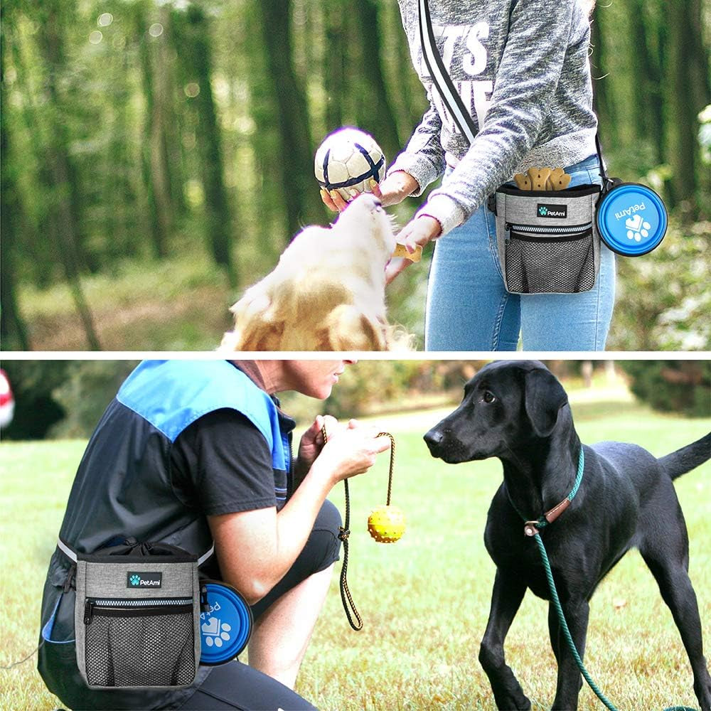Ultimate  Dog Treat Pouch – Versatile Training & Walking Bag with Poop Bag Dispenser – 3 Ways to Wear (Heather Gray)