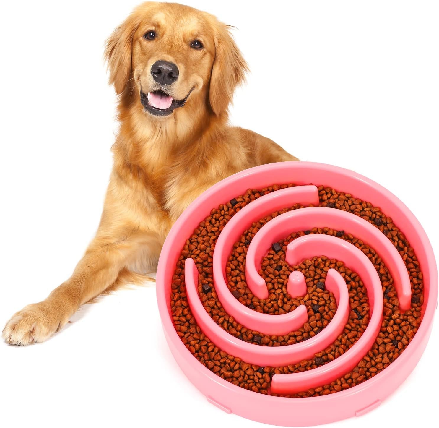 Slow Feeder Large Dog Bowls for Large Medium Dog Non Slip Maze Puzzle Bowl Pet Slower Food Feeding Dishes Interactive Bloat Stop Dog Bowl Preventing Choking Healthy Dog Bowl, Light Gray