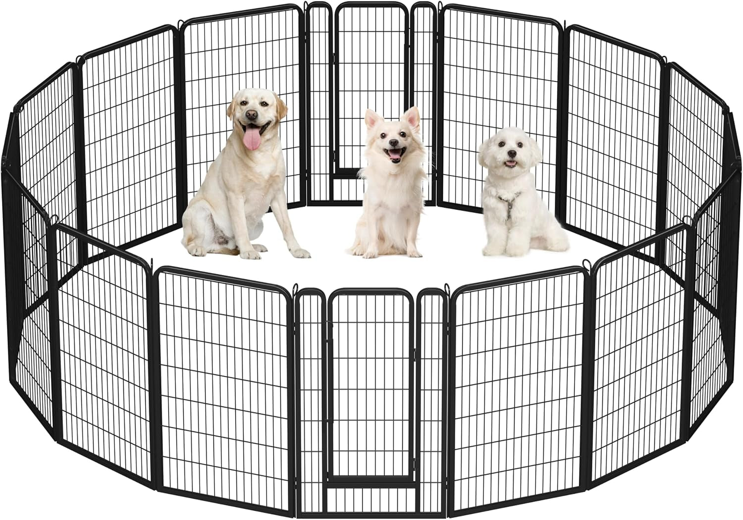 Dog Playpen Outdoor, 24 Inch 16 Panels Dog Pen Indoor Heavy Duty Puppy Exercise Pen Metal Pet Fence for RV Camping/Yard/Garden
