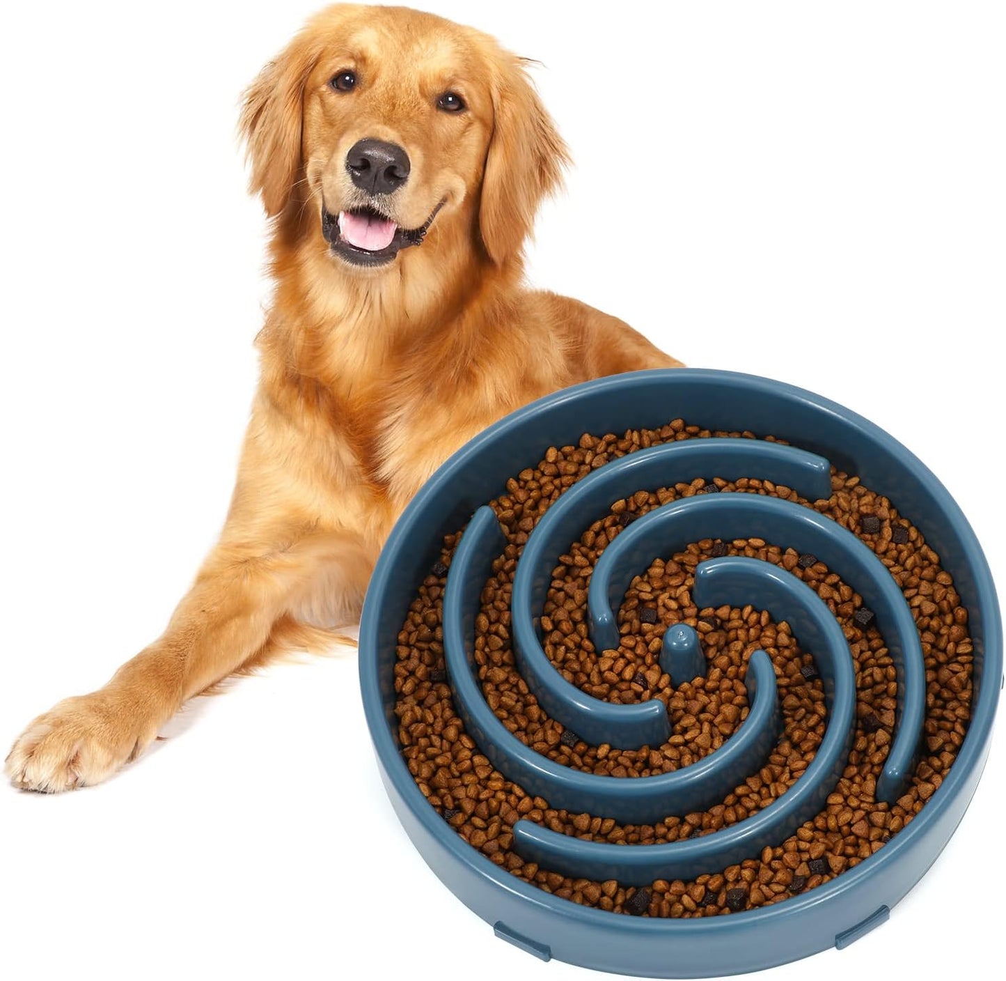 Slow Feeder Large Dog Bowls for Large Medium Dog Non Slip Maze Puzzle Bowl Pet Slower Food Feeding Dishes Interactive Bloat Stop Dog Bowl Preventing Choking Healthy Dog Bowl, Light Gray