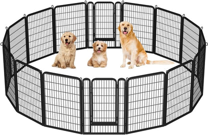 Dog Playpen Outdoor, 24 Inch 16 Panels Dog Pen Indoor Heavy Duty Puppy Exercise Pen Metal Pet Fence for RV Camping/Yard/Garden