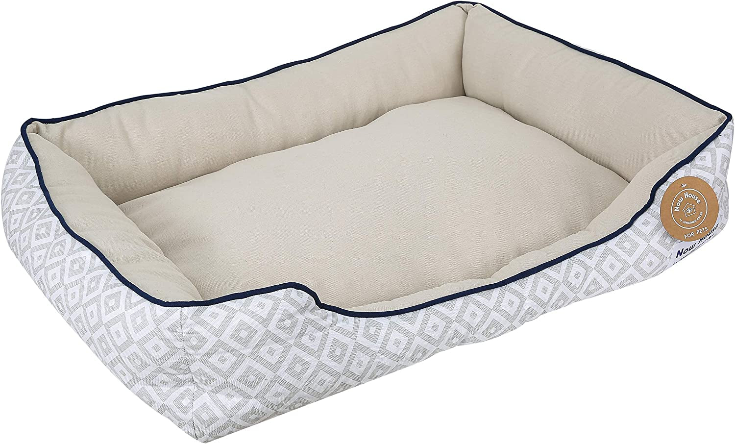 Now House by  Grey Diamond Cushion Dog Bed, Medium Washable for Pets